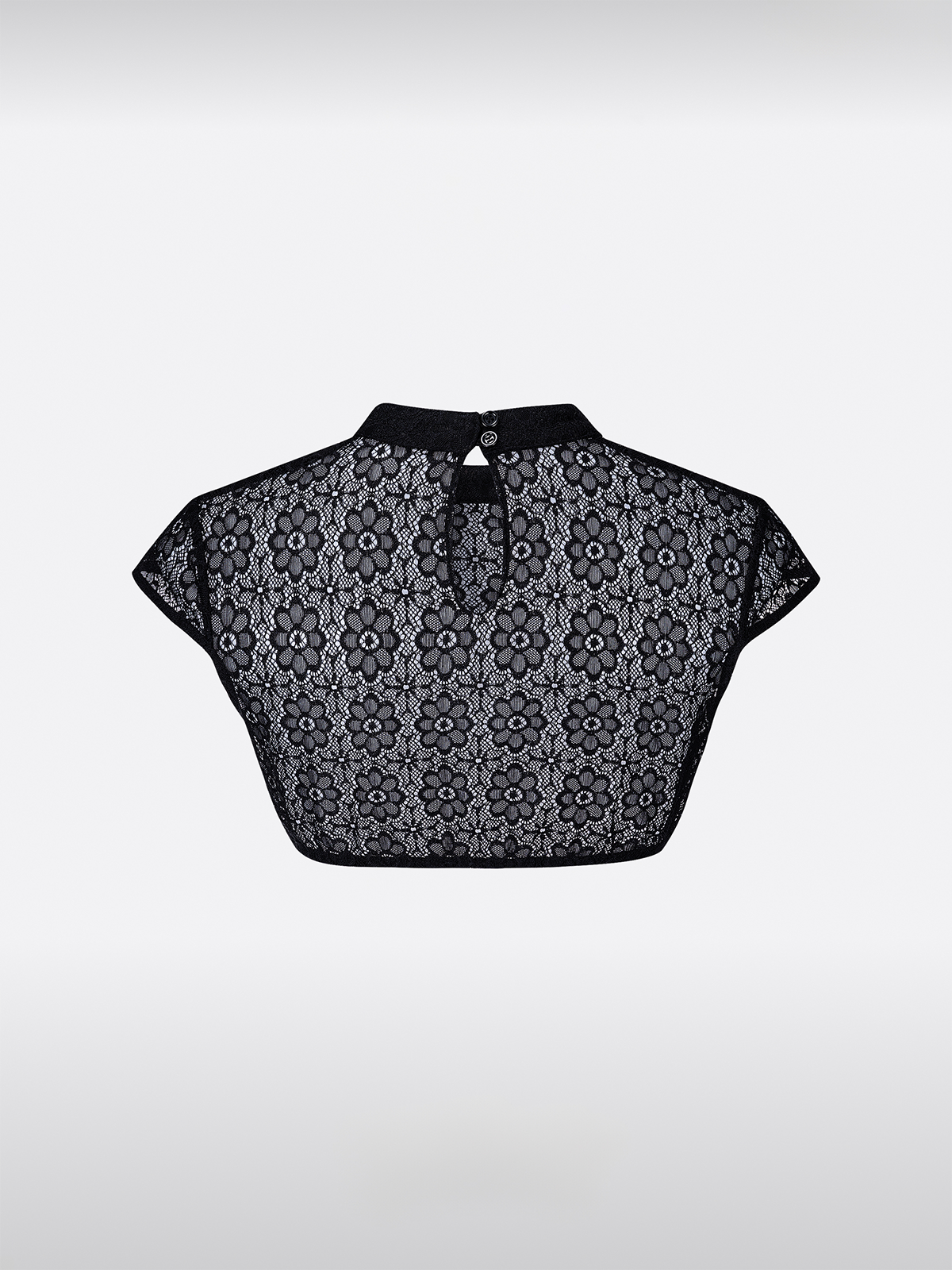 Schwarze Damen Dirndlbluse Hochgeschlossen